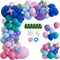 148pcs Stich Blue Purple Pink Balloon Arch Garland Kit Silver with Palm Leaves Foil Star for Hawaii Tropical Cartoon Summer Pool Theme Party Gender Reveal Decorations